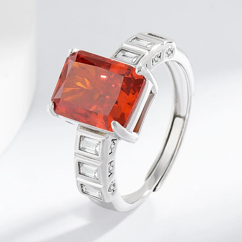 خاتم من الفضة الإسترليني عيار 925 على شكل زهرة ثلج مربع مرصع بالألماس عالي الكربون وخاتم نسائي فاخر ومتعدد الاستخدامات