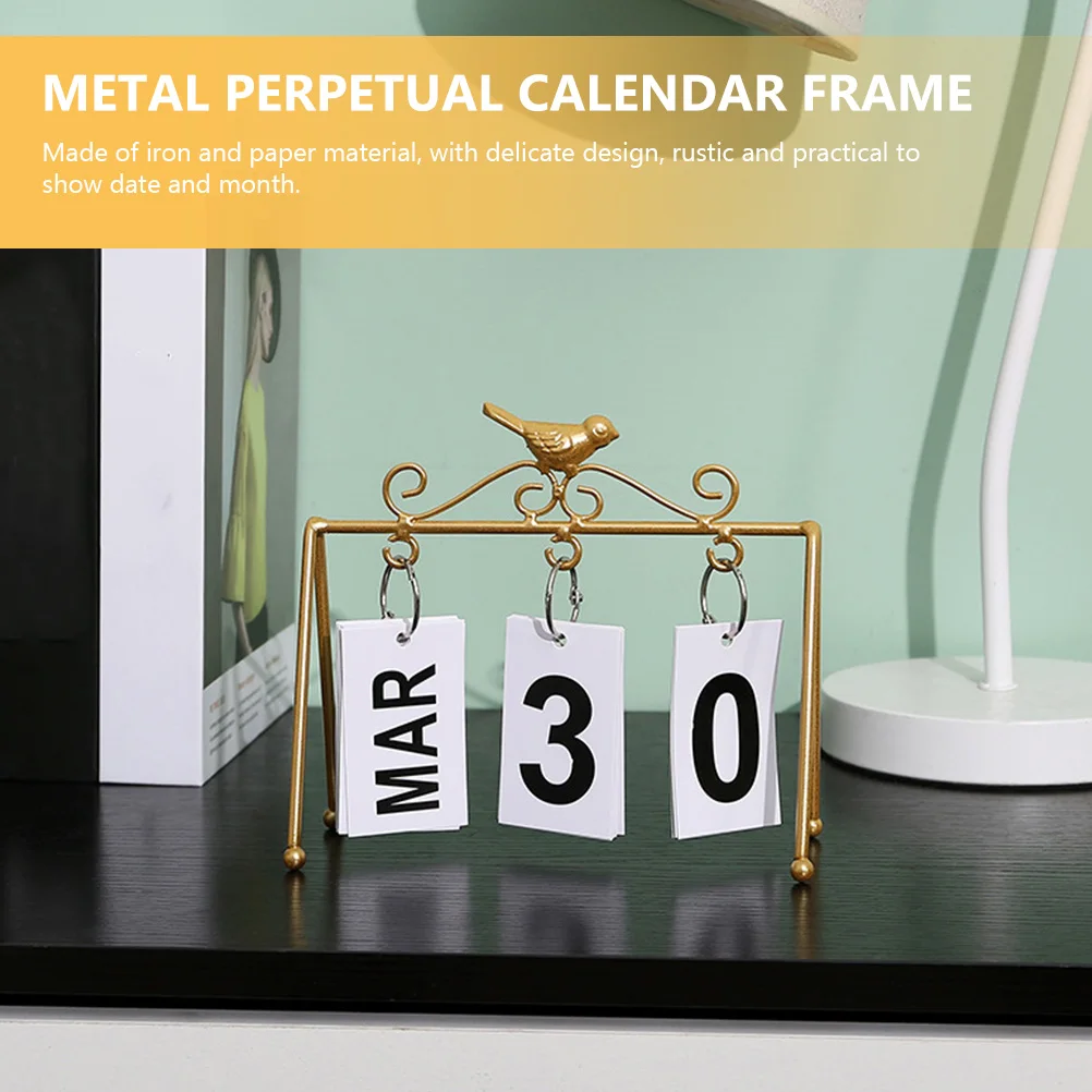 

Iron Paper Desktop Calendar nament Rustic Practical Decor Perpetual Home Crafts Gift Study Room Office Classroom
