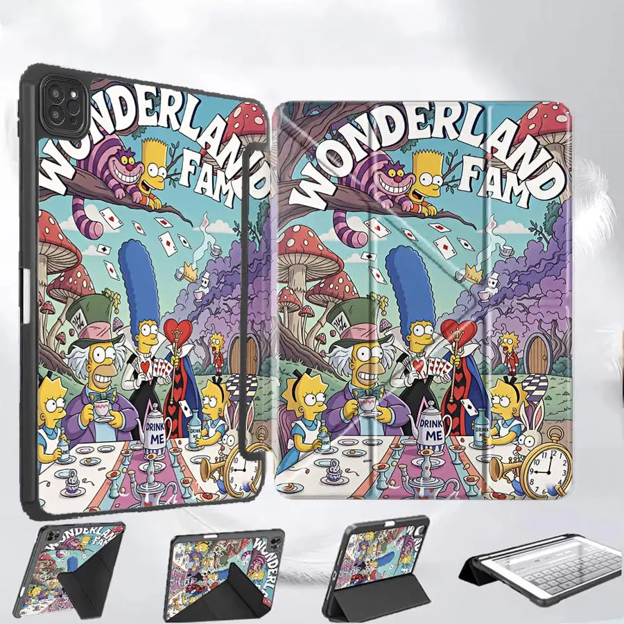 Funda con Soporte para Tablet iPad Mini 6 7 Pro 11th 10th 9th 8th 7th 12.9 Pulgadas Pro 2025 Air 4 5 M3 M2 M4 11 Pulgadas Parodia de Los Simpson