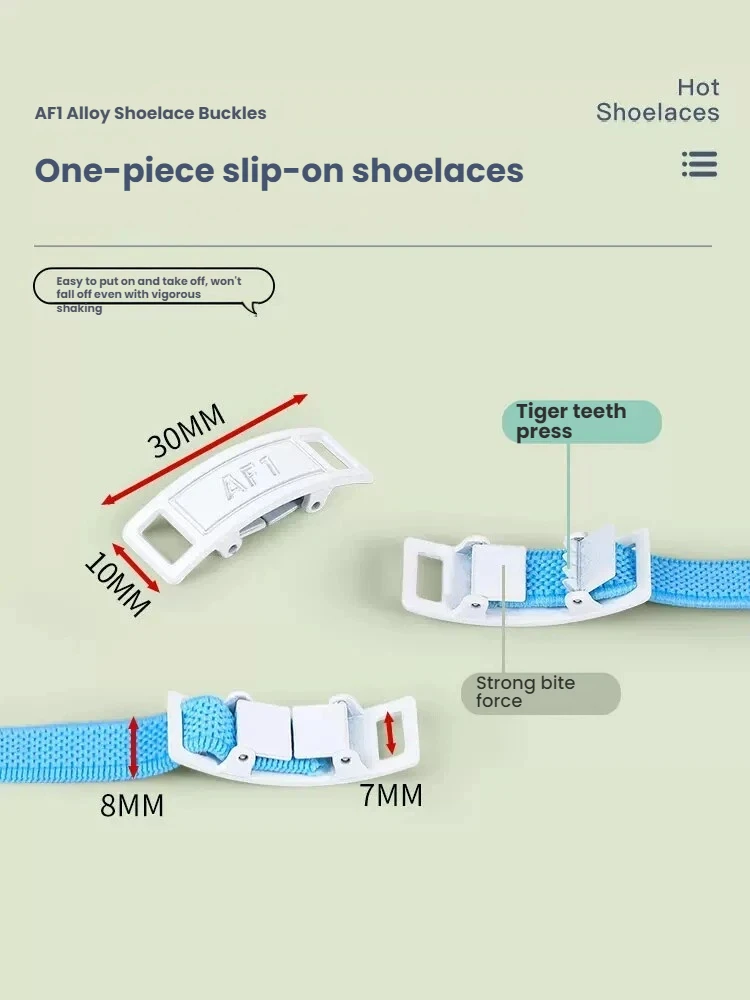 New Design Curved Buckle Shoelaces Without Ties Elastic Laces Sneaker 8MM Widened Flat Kids Adult Shoelace for Shoes