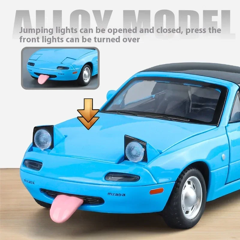 1:24 Mazda MX-5 Alloy Scale Car Model Diecast Metal Miniature Car Sound＆Light Collection Children Toy Vehicle Gift C375