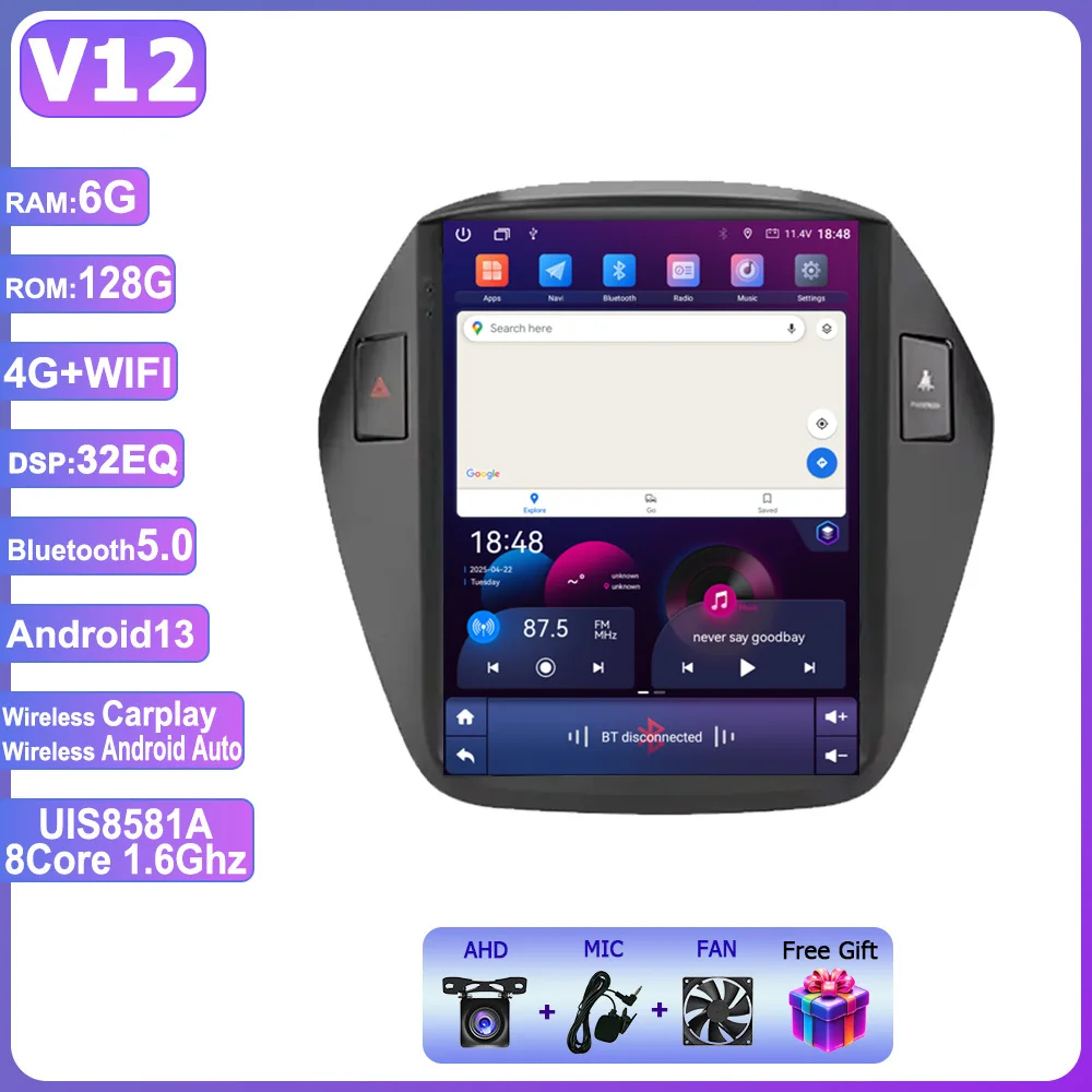 2Din dvd geen dvd Android 14 Auto Multimedia Speler Voor Hyundai Tucson 2 LM IX35 2009-2015 Tesla Stijl radio 4G Wifi Navi Carplay