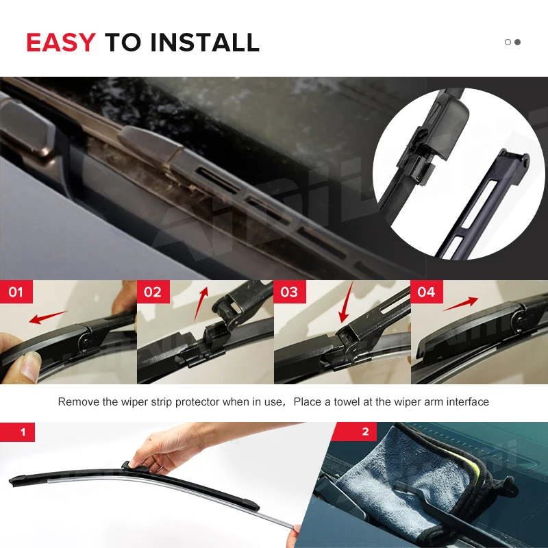 MIDOON Wiper For Audi A6 C5 2002-2004 2003 Wiper Front & Rear Wiper Blades Windscreen Brushes 22