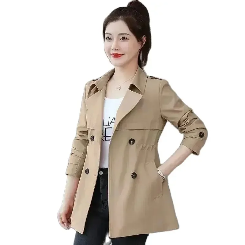 

Short Women's Trench Coat 2024 New Korean Version Receive Waist Fashion Student Windbreakers Wild Female Outerwear E3335