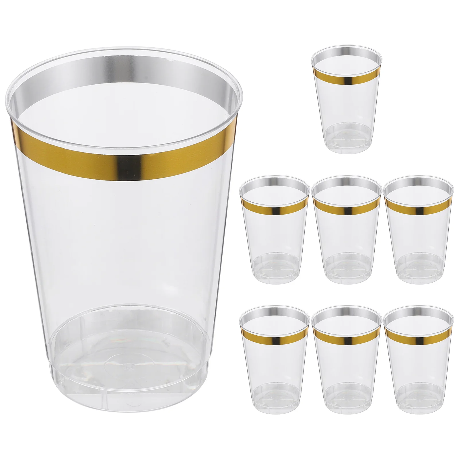 

8 Pcs Gold-edge Plastic Cups Transparent Reusable for Parties Juice Cocktails Liquor Events Bar Kitchen