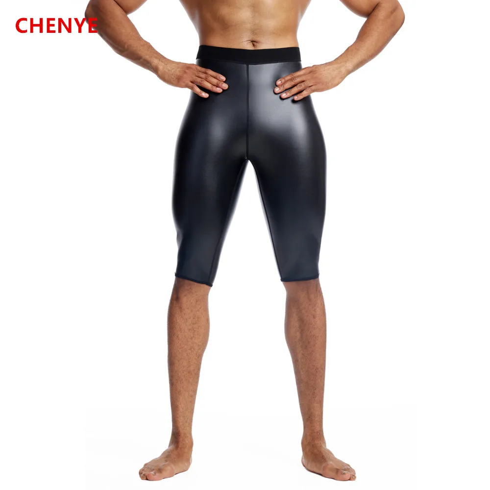 Men Stretchy Leather Pants Casual Biker Club Party Body Shaper Waist Trainer High Waist Shaper Control Compression Fitness Pants