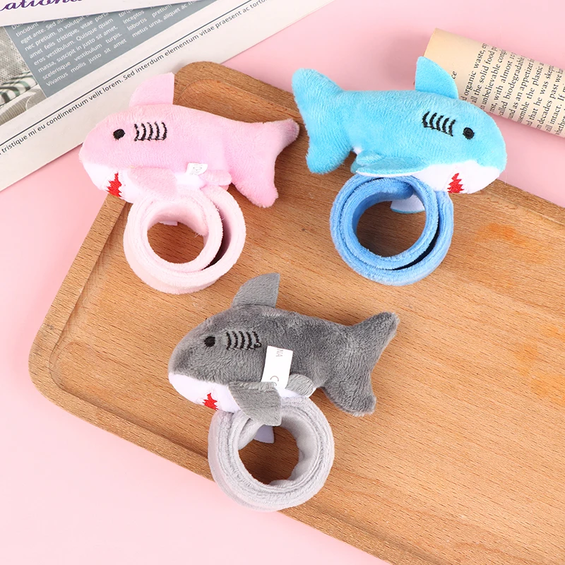 Cute Plush Shark Wristband Stuffed Animal Slap Bracelet Slap Rings Slap Band Toy For Kids Party Favor Birthday Gift