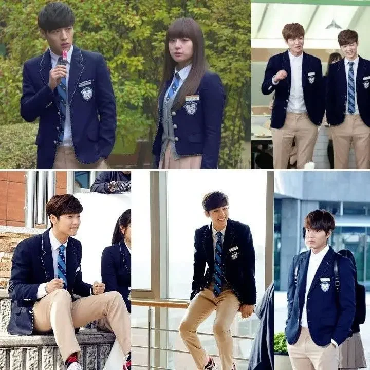 Coreia do Sul os herdeiros Lee Minho uniforme colegial para homens e mulheres, estilo acadêmico, jaqueta smale para o outono, coreano