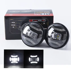 For Harley Classic FLHR Road King 4.5Inch LED Fog Light 30W with angel DRL Auxiliary Spot Fog lamp Housing Mount Bracket Ring