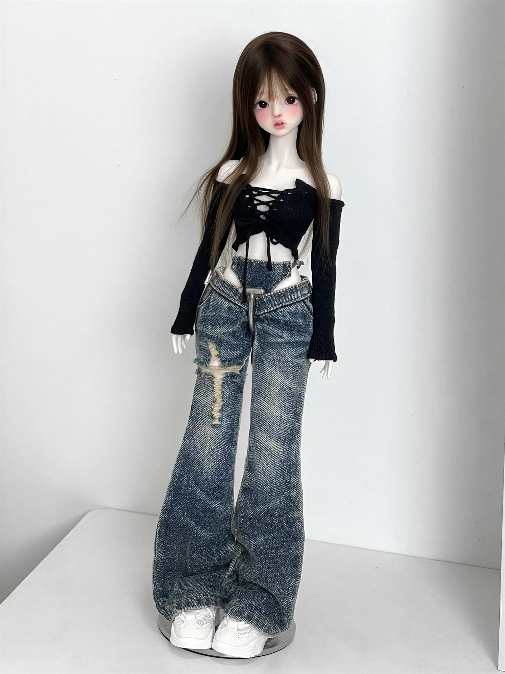 BJD Puppe Jeans Kleidung Blau Mädchen Spielzeug Elegante 1/3 1/4 Boot-cut Hosen Denim Serie Retro Waschen Micro Breite bein Puppe Zubehör – Detail 40