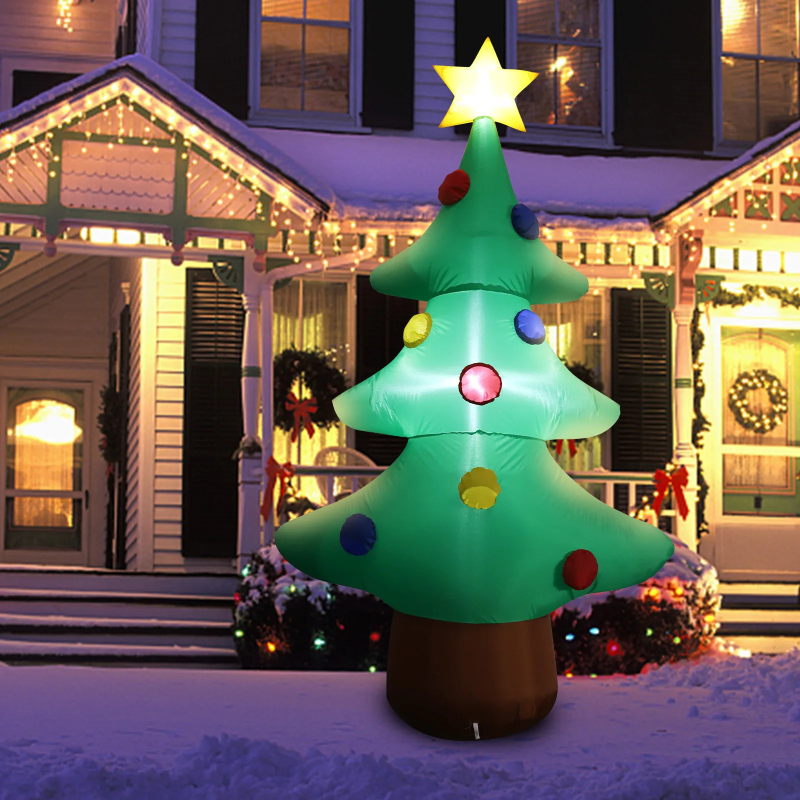 

Christmas Decoration Inflatable LED Snowman & Tree - Festive Ornaments, Glowing & Colorful, Ideal for Christmas Garden