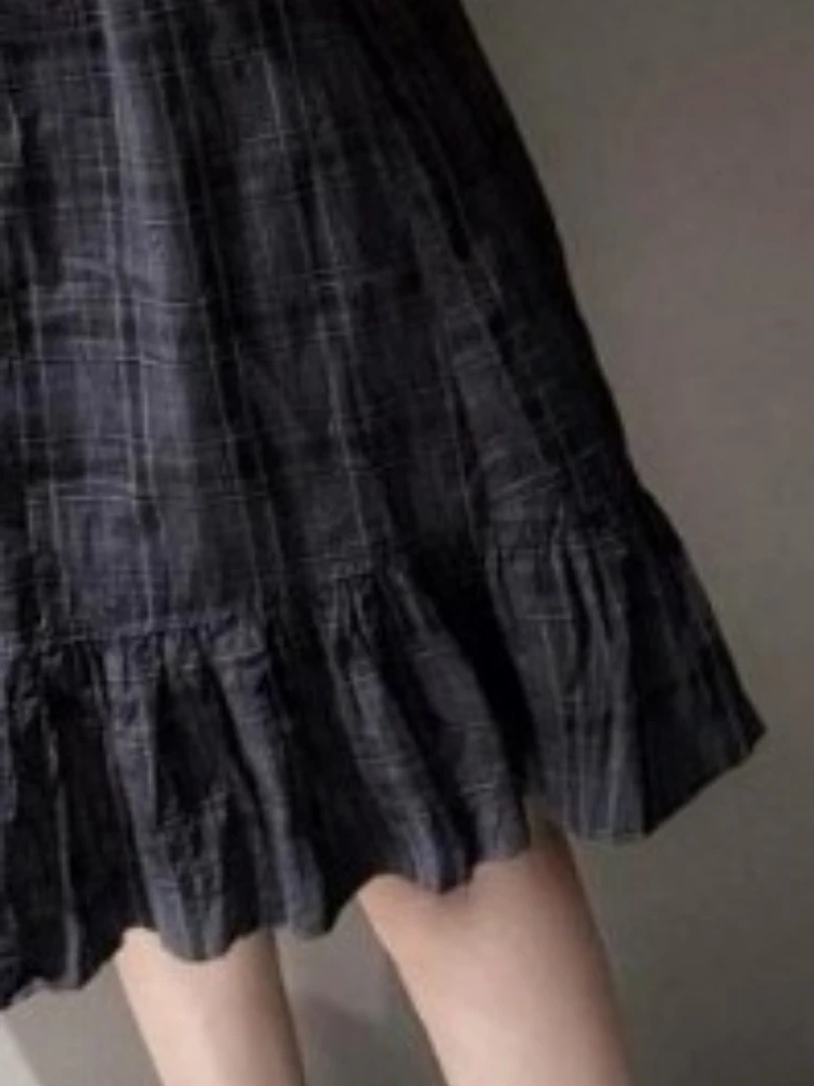 Japanische Plaid Patchwork Lolita Frauen Kleid Y2k Ästhetische Puppe Kragen A-linie Grunge Kleider Harajuku Vintage ​ Fee Vestidos