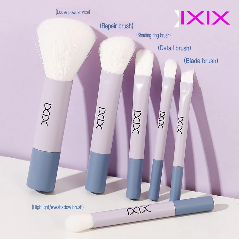 XIXI Set de 6 Mini Brochas de Maquillaje Macaron, Cerdas Súper Suaves, Brocha para Rubor, Brocha para Sombra de Nariz, Set Completo de Brochas para Contorno