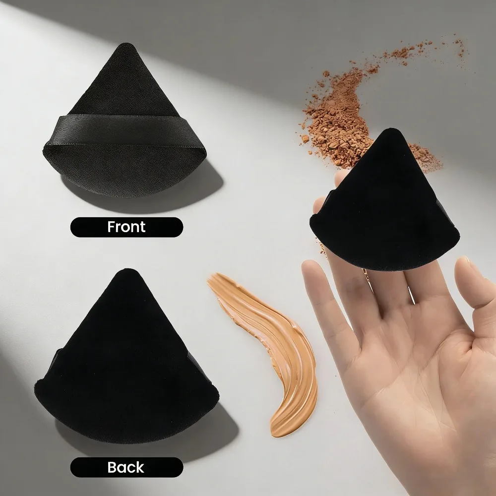 10st zwarte driehoekige poederdons, fluwelen zachte make-upspons voor foundation blending, cosmetische gezichtsblender beauty tool set