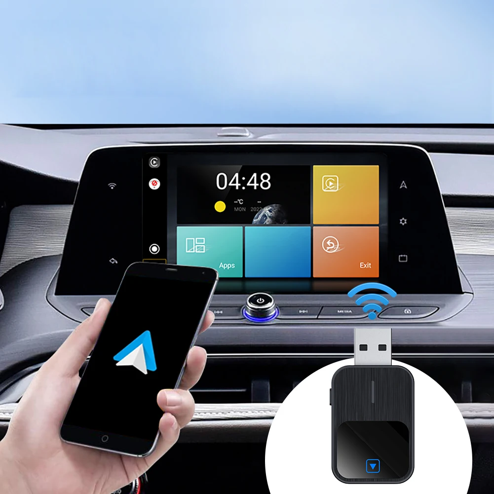 Wireless Android Auto & CarPlay AI Box Bluetooth-Compatible 5.2 WiFi Plug and Play USB-C/USB for Wired CarPlay Android Auto Cars