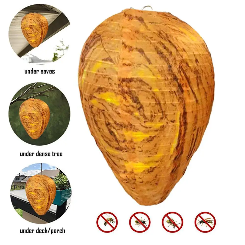 

Faux Hornet Nest Hanging Decoy for Effective Wasp and Carpenter Bee Repellent - Outdoor Use