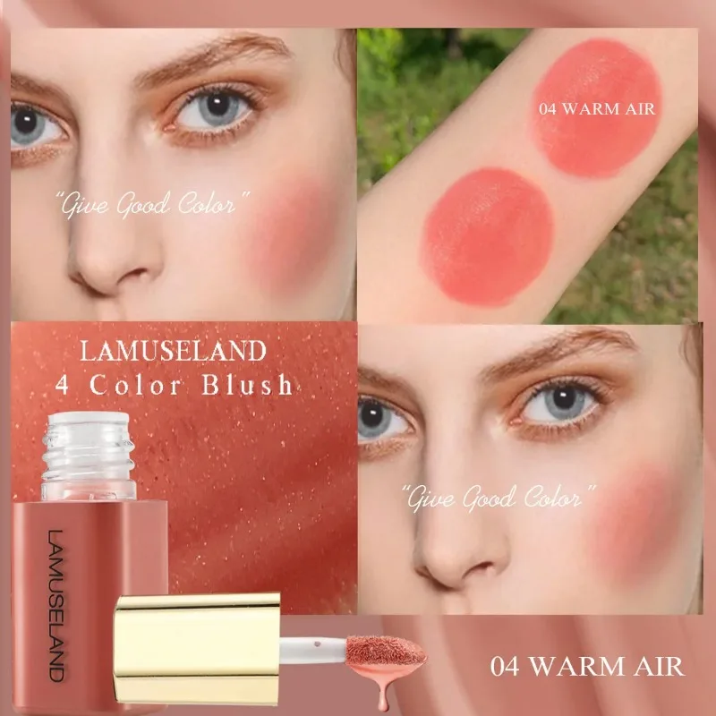 Face Liquid Blush Lip Cheek Dual-use Mini Natural Blusher Cream Cheek Tint Orange Peach Red Blush Long Lasting Makeup Waterproof