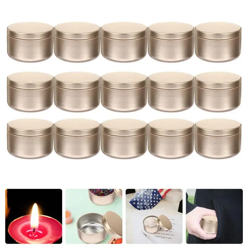 10pcs Aluminum Candle Tin 50ml Round Candle Containers Cosmetic Jars Oil Cream Pot Solid Aromatherapy Sealed Metal Can Travel