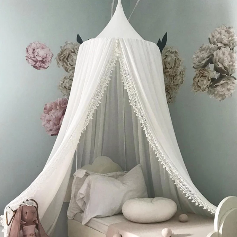 

Ins Baby Room decor Mosquito Net Kid bed curtain canopy Round Crib Netting tent baldachin 240cm bedroom girl canopy cot