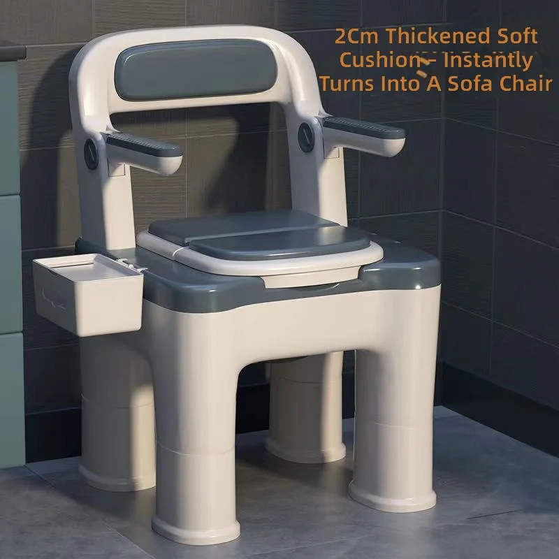 Portable Bedside Commode for Elderly, Pregnant Women & Disabled Adults, Indoor Toilet Chair with Removable Bucket, Easy Clean