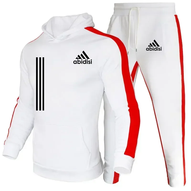 2024 new men\'s two-piece sportswear autumn and winter jogging wear + sportswear hoodie + sportswear pants 2-piece set