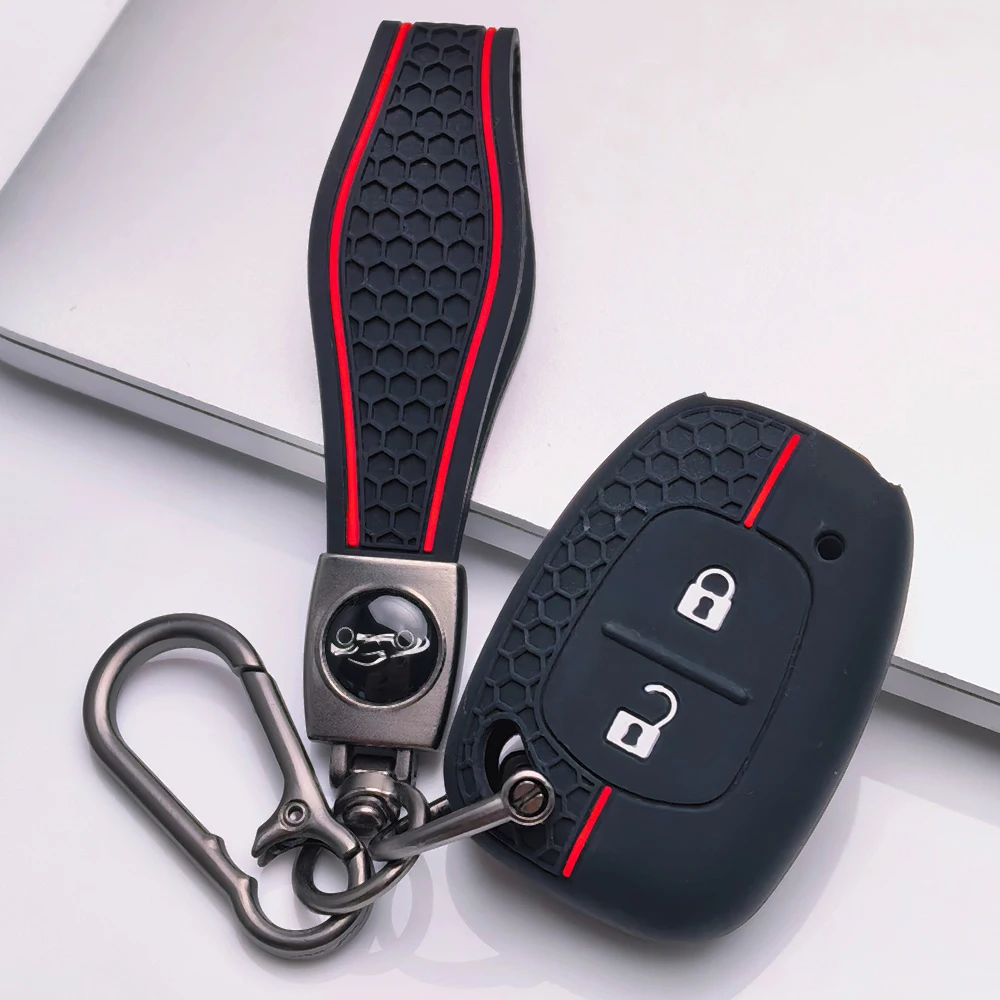 Key Fob Cover for Renault Clio Kangoo Modus Twingo Master Sandero Logan Duster with Keychain Anti-Scratch Shockproof Soft Grip