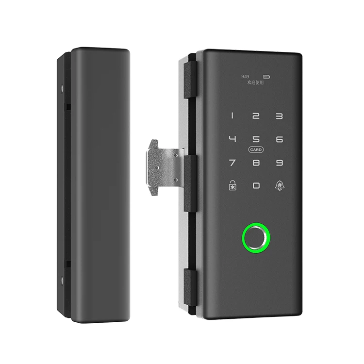 Glass cutting free easy to use smart electronic fingerprint smart glass door hook with screen