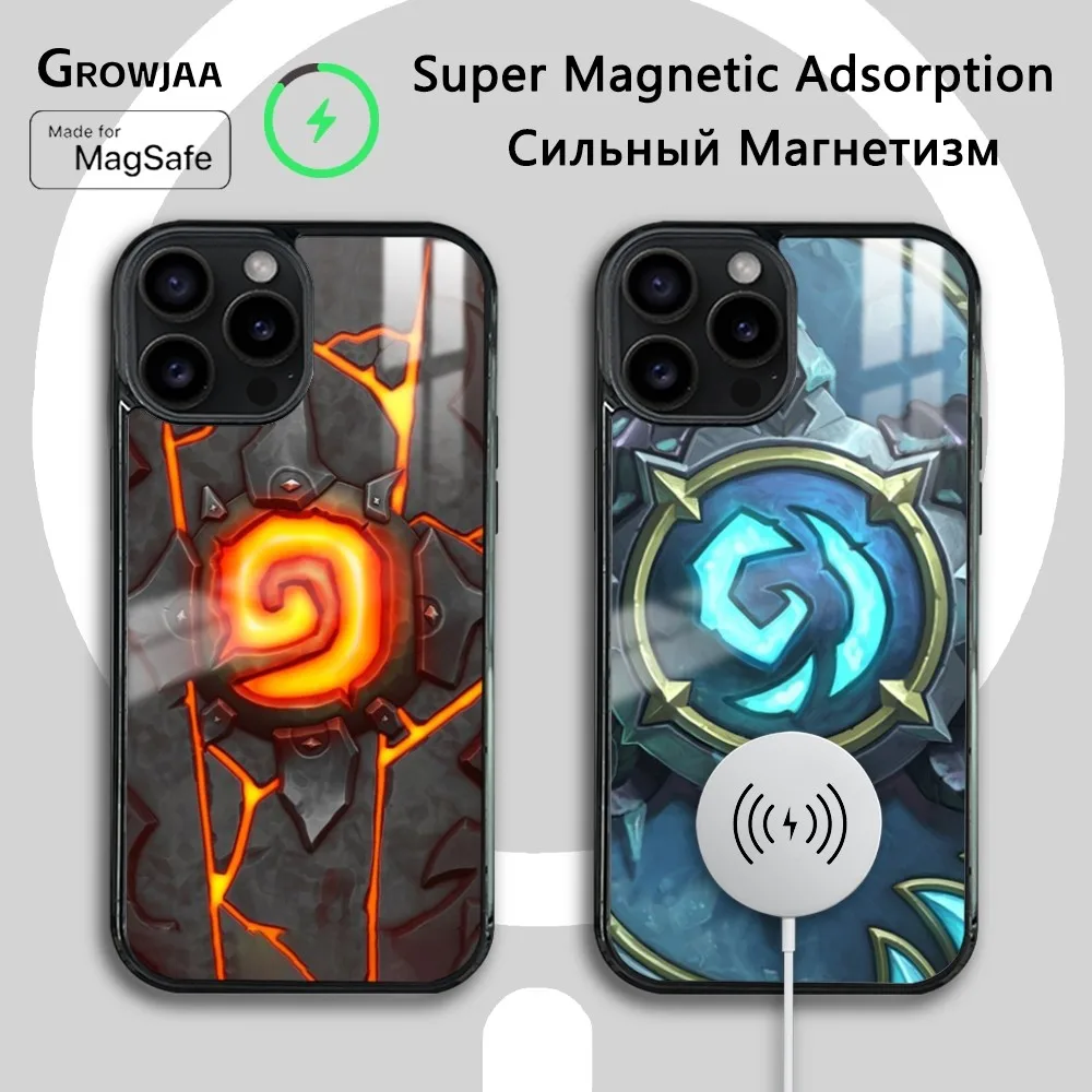 

H-Hearthstones Mousepad Phone Case For iPhone 16 15 14 13 12 11 Pro Max Plus Mini Magsafe Mirror Wireless Magnetic Cover