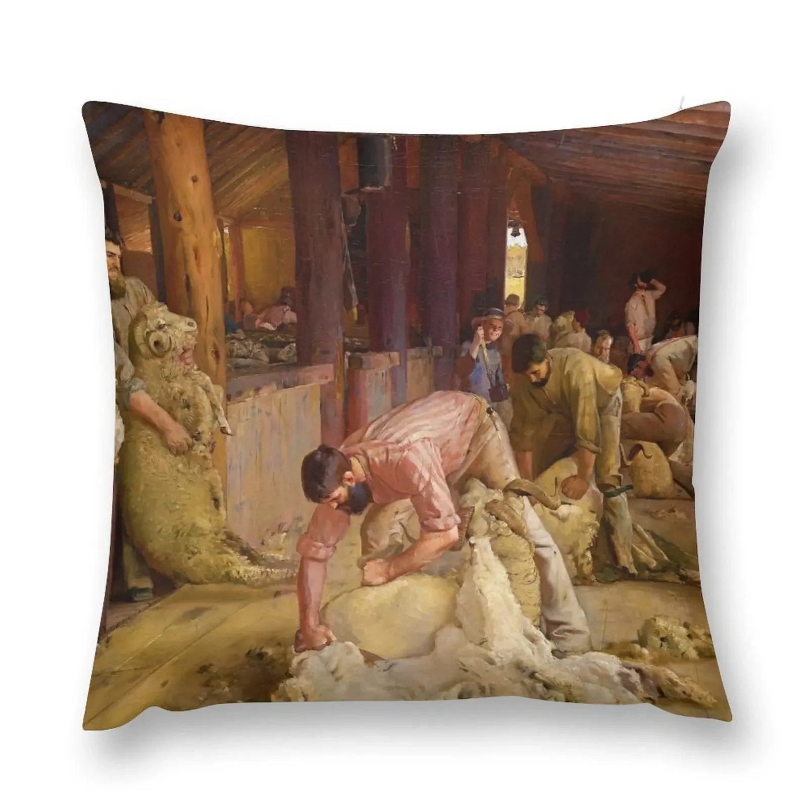 Shearing the Rams by Tom Roberts (1890) Throw Pillow luxury sofa pillows Cushions For Children Bed pillowcases pillow