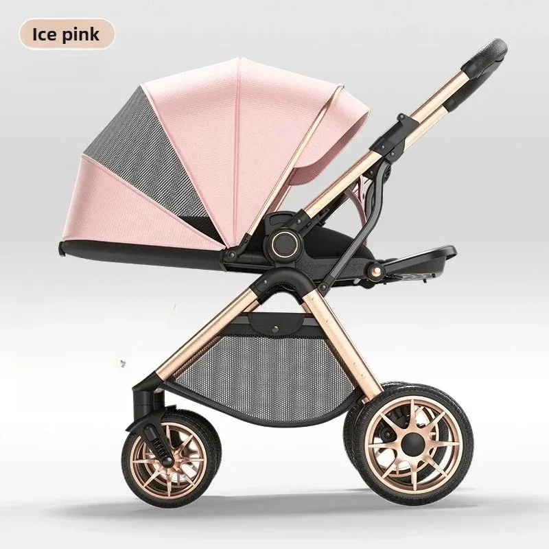 

Multifunction High View Baby Stroller Lightweight Foldable Pram Two Way Reversible Pushchair Sit Lie Adjustable Infant Travel