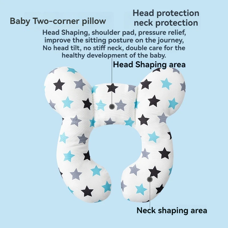 New Cartoon Children's Cotton Soft U-shaped Sleeping Pillows Baby Stroller Children's Pillow Baby Functional Stroller Pillow