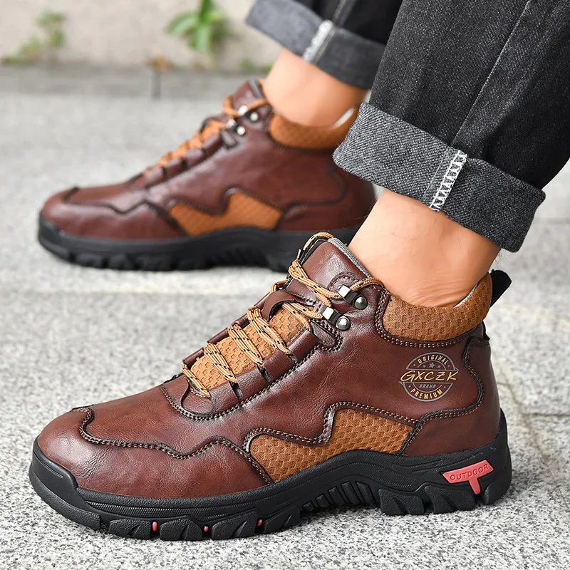 Neue Herbst Handgemachte Leder Männer Stiefel Outdoor Design Turnschuhe Mann Atmungsaktive Casual Leder Schuhe Männer Stiefeletten Herbst Plus Größe – Detail 2