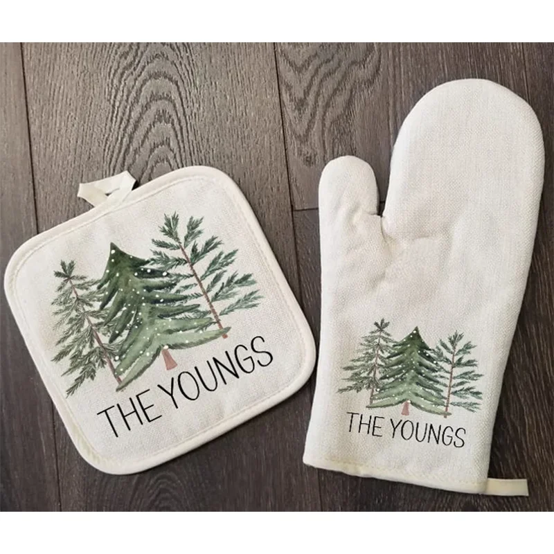 Weihnachten Bauernhof Bäume Ofen handschuh Top flappen Set Tannenbaum Geschenk Set Ofen handschuhe Geschenke für Mutter Weihnachten Küche Wohnkultur Lieferungen