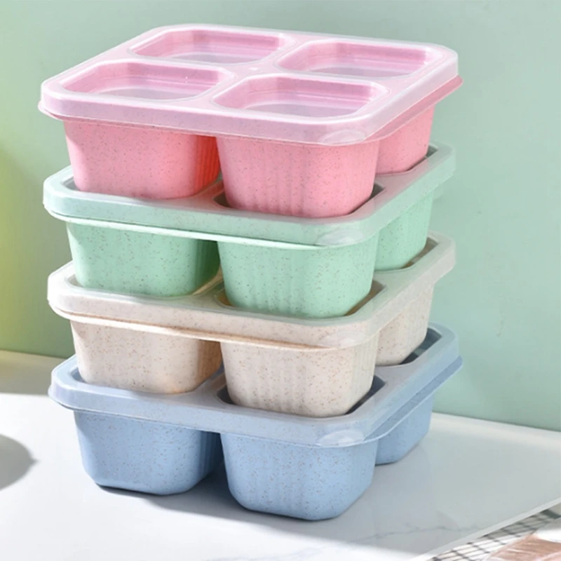 

Snack Containers Reusable 4 Divided Compartments Bento Snack Box Meal Prep Containers With Snacks, Fruits, Nuts, Candies Durable