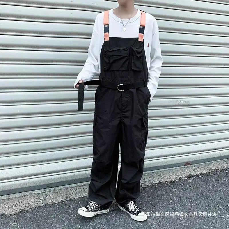 Vintage Overalls Mens Jumpsuit Cargo Pants Trousers Baggy Bib Overall Trousers Men's Techwear Retro Work Pants