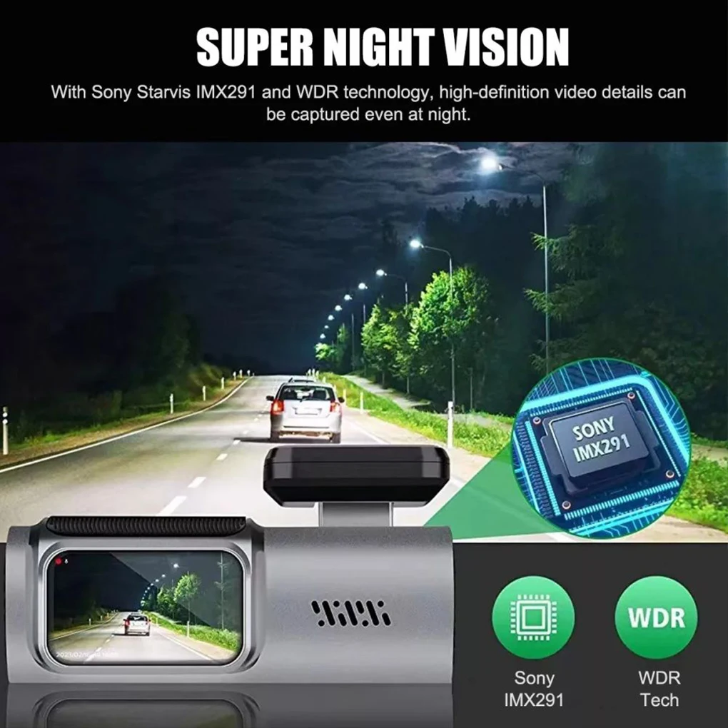 32G Car Recorder HD Ultra Wide Angle Lens with Smartphone App 2.5K WiFi Dash Cam Night Vision Parking Monitor Loop Recording