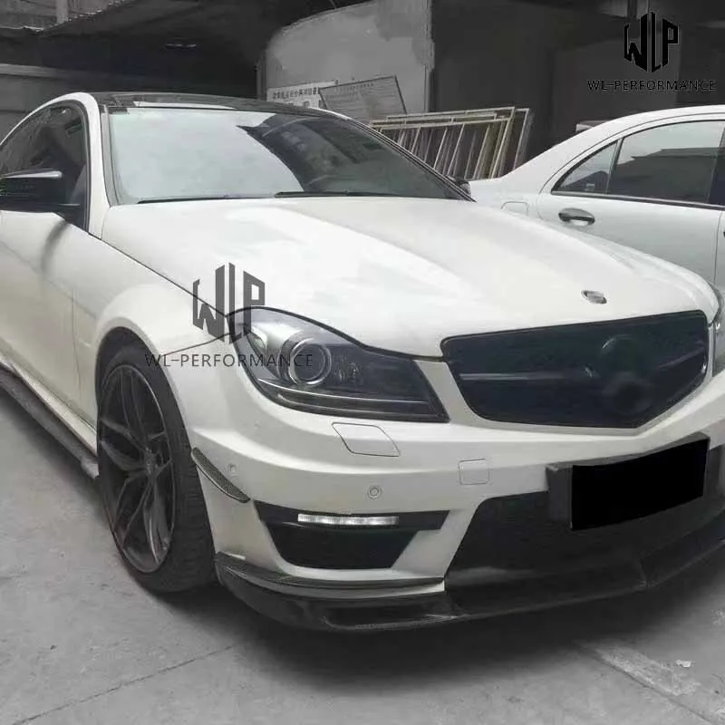 For Mercedes Benz C Class W204 Body Kit Carbon Fiber Front Lip Splitter Air Knife Car Styling