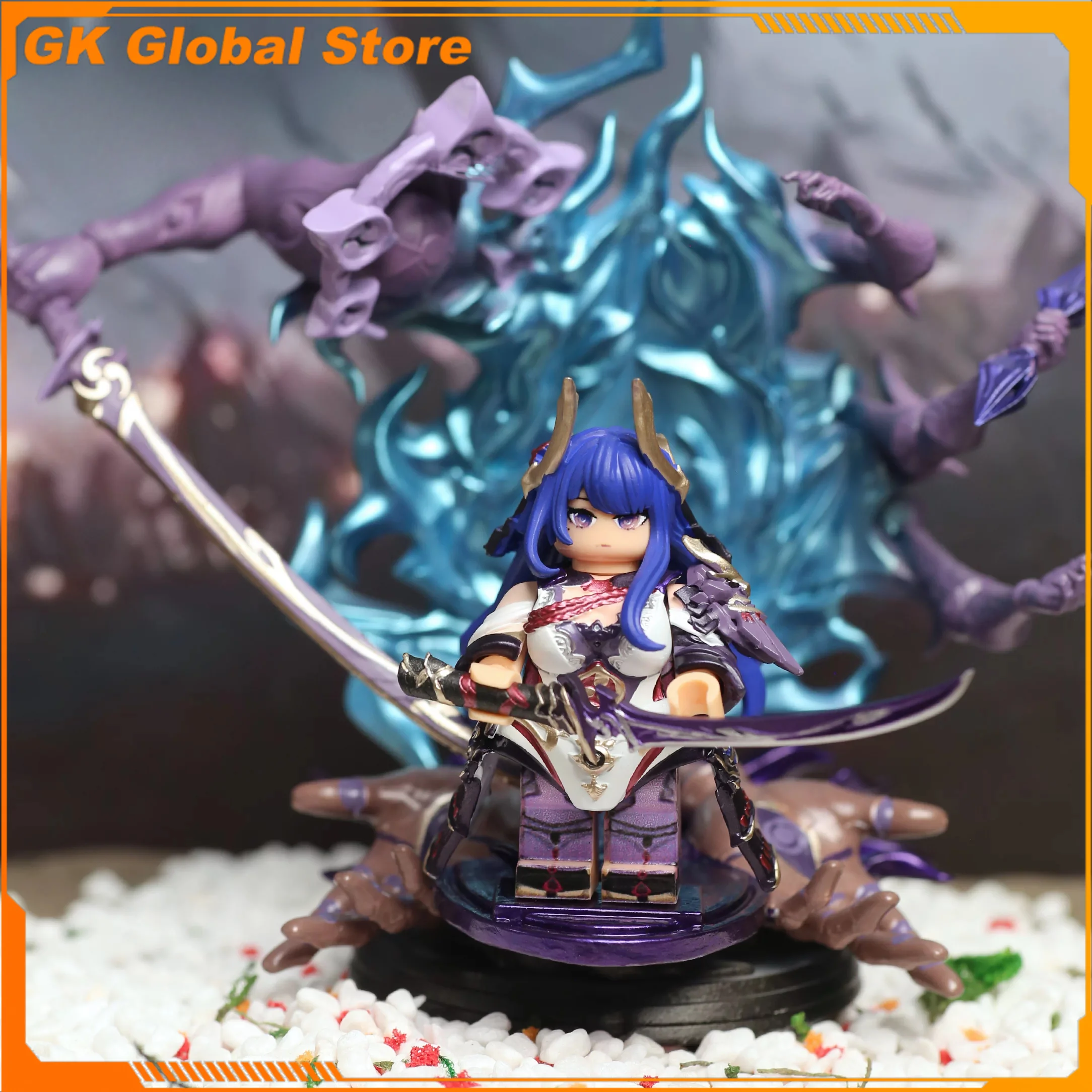 Genshin Impact Game Figure Beelzebul Peripheral ABS Model Building Block Builders Desktop Decoration Ornaments Birthday Gift Toy