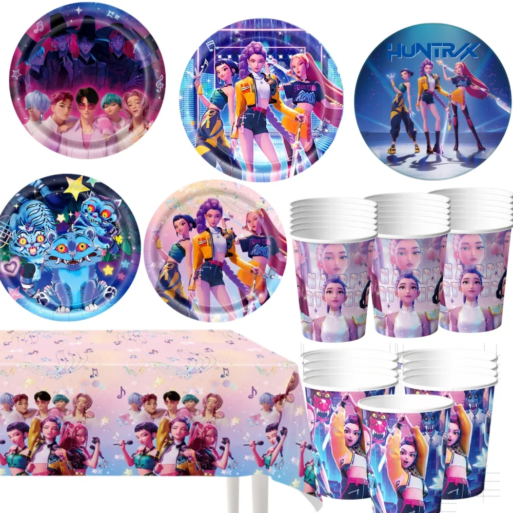 Ensemble de vaisselle jetable pour fête sur le thème des dessins animés, fournitures pour fête d'anniversaire des filles, décorations de fête, bannière, cadeaux pour enfants, cadeaux pour garçons