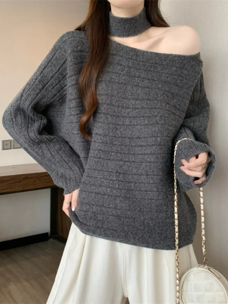 

Ay полосатый вязаный свитер с колючками, женский осенне-зимний корейский свободный крой, летучая мышь све, Ciwalk, внутренняя одежда