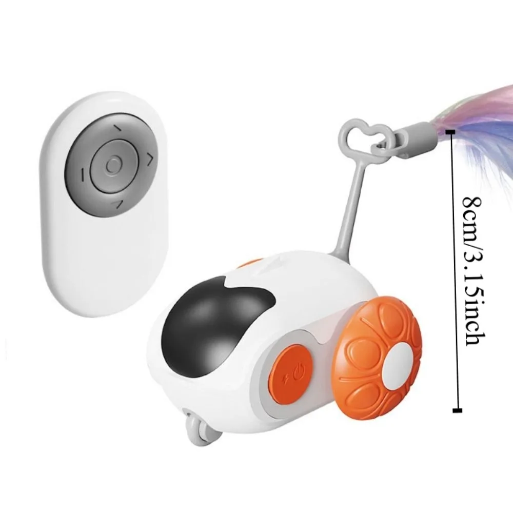 Plástico turbo cauda gato brinquedo recarregável interativo eletrônico inteligente gato brinquedo penas rolando carro de brinquedo de controle remoto