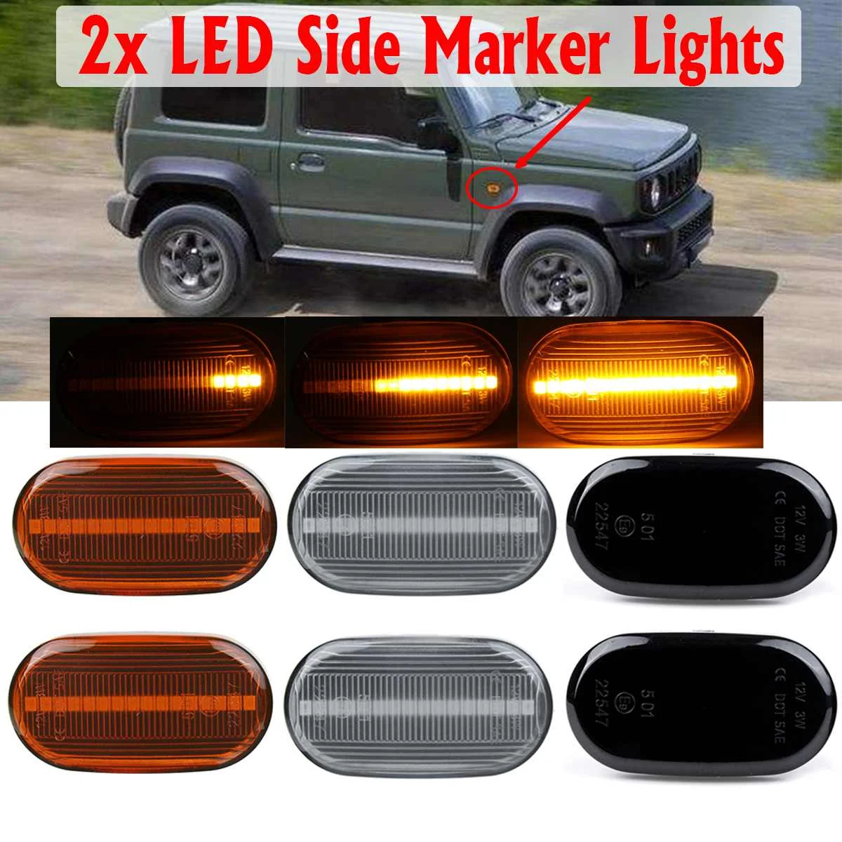 Dynamic LED Side Marker Light Flowing Turn Signal Lamp For Suzuki Jimny JB64W JB74 JB23 JB64 1999-2020 For Mazda For Chevrolet