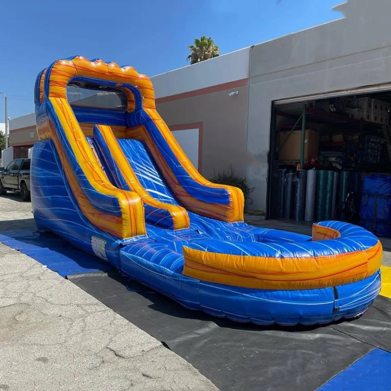 التجارية 15oz PVC نفخ المياه الشريحة في الهواء الطلق الفناء الخلفي الجاف الرطب نفخ الشريحة مع بركة