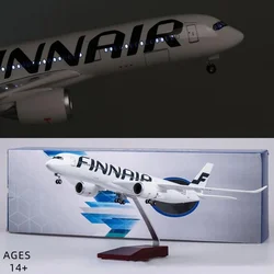 1/142 Scale 47CM Airplane Airbus A350 Finland FINNAIR Airways Model With lights and wheels Diecast Resin Plane Collection Gifts