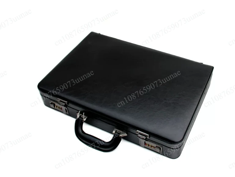Password Box Multi-function Portable Suitcase Business Men Leather Laptop Box Messenger Bag 18