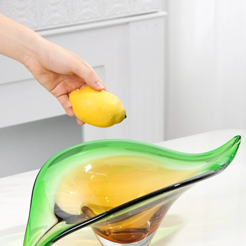 

Luxury Modern Glass Fruit Bowl Double-Tone Gradient Handmade Irregular Artistic Home Decor for Living Room New Arrivals Best Hot