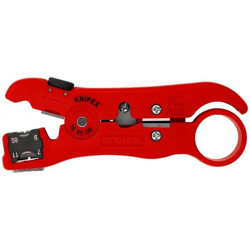 KNIPEX  Stripping Tool 5-inch Universal Adjustable Blade Wire Stripping Tool for Coax and Data Cable Easy Operation 166006 SB