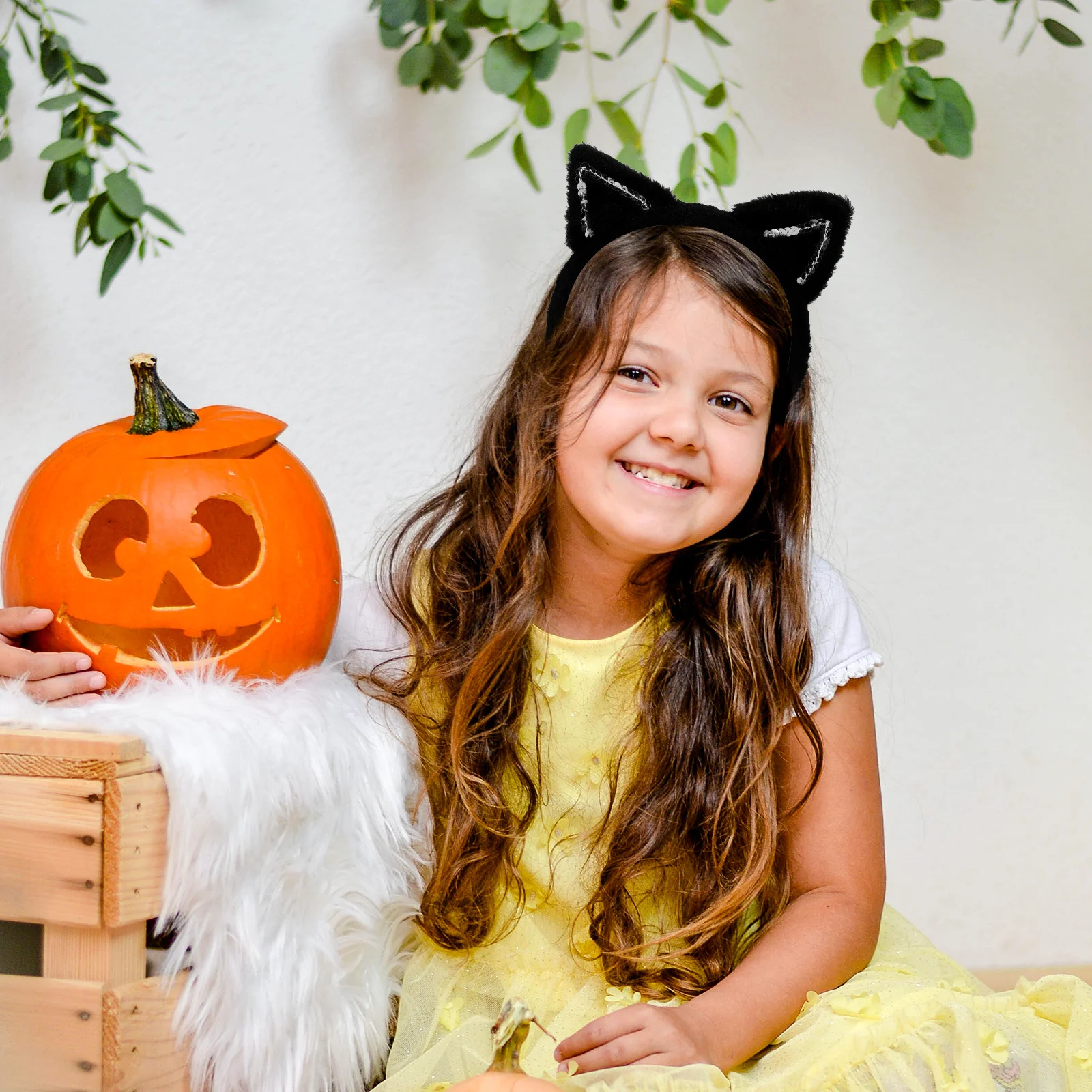 1 set Cat Ear Headband With Tail Set Cute Hair Decor For Women Party Cosplay Halloween Festival Photo Props Accessory