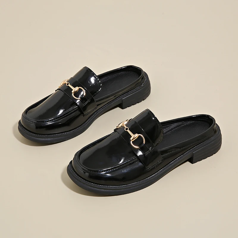 

Женские получешки из лакированной кожи, повседневные лоферы без шнуровки на плоской подошве, женские тапочки, верхняя одежда, ленивые шлепанцы