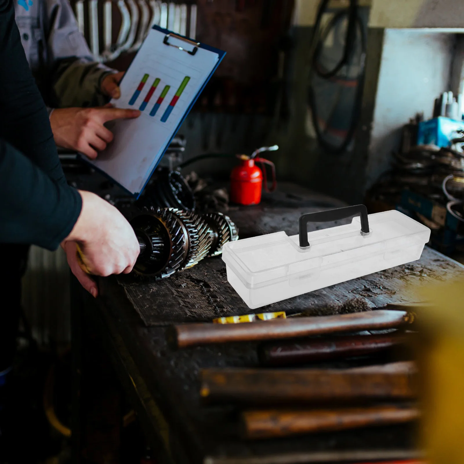 

33.50X9.70X6.00Cm Tool Box Organizer Transparent Lid Portable Storage Case For Small Parts Hardware Crafts Washi Tape Stationery